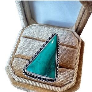 Malachite Sterling Silver Ring 6 Triangle